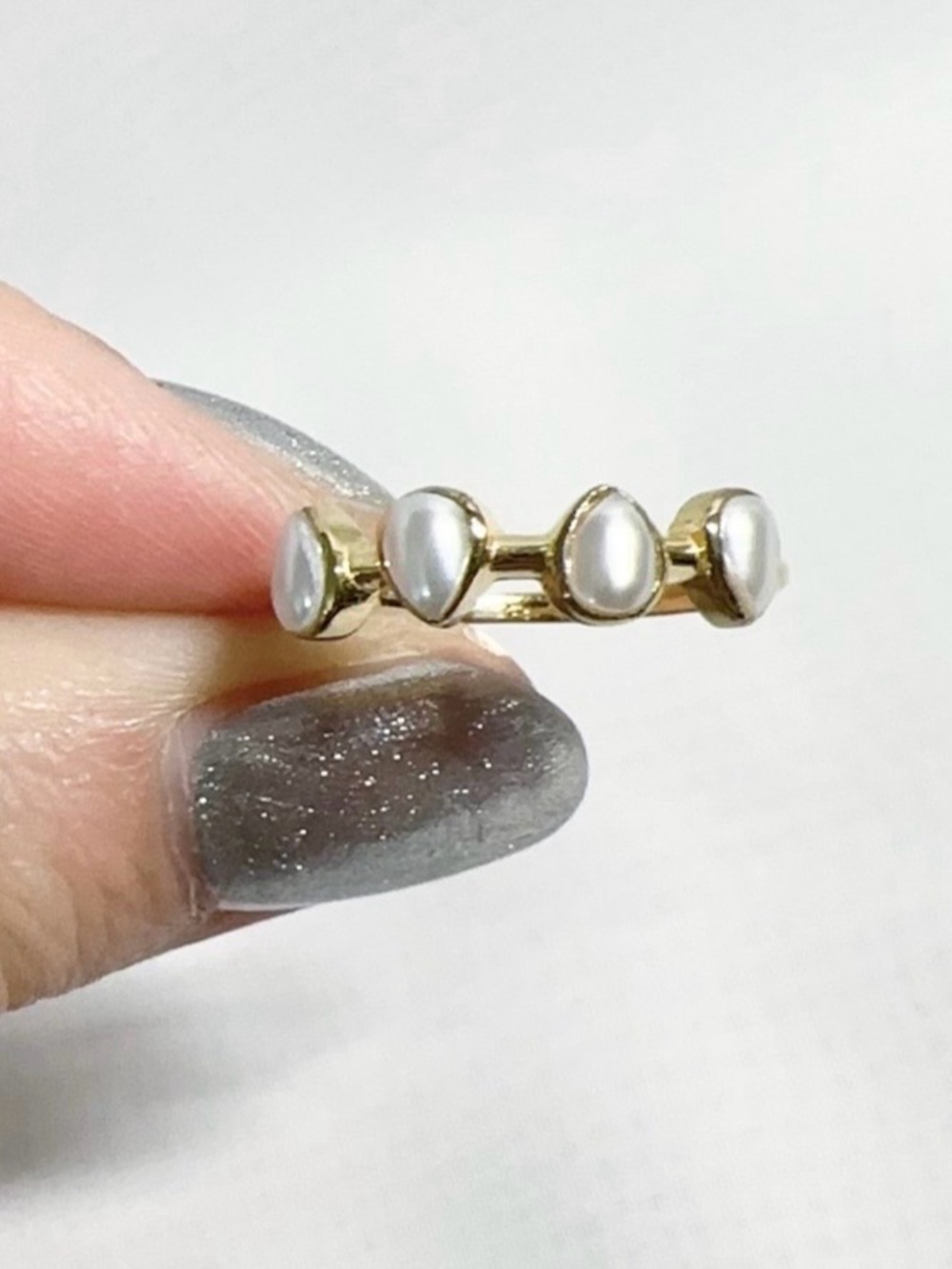 925 stamped, gold plated natural freshwater pearl ring